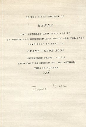 Item #13768 Hanna. Thomas Beer