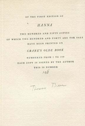 Item #13768 Hanna. Thomas Beer