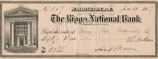 Item #16740 Autographed Check By The Man Who Blinded Theodore Roosevelt. Theodore Roosevelt,...