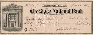 Item #16740 Autographed Check By The Man Who Blinded Theodore Roosevelt. Theodore Roosevelt,...