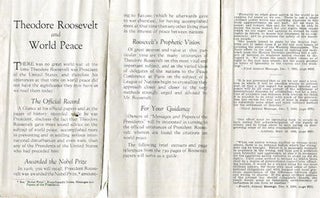 Item #16759 (Prospectus) Theodore Roosevelt and World Peace; Advertising Prospectus for...