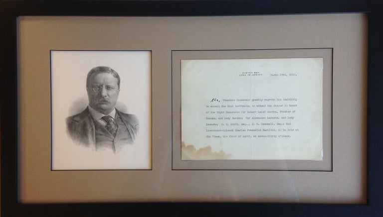 Item #16960 A Typed Letter, Unsigned, with a Holograph Addition. Theodore Roosevelt.