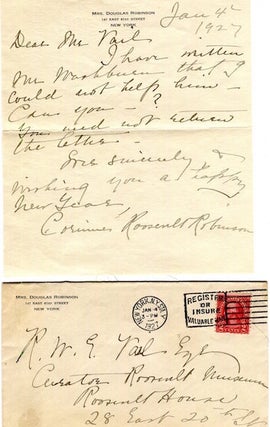 Item #16969 Autographed Letter Signed. Corinne Roosevelt Robinson, Sister of Theodore Roosevelt