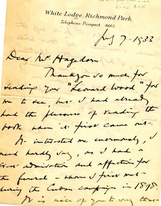 Item #16972 An Autographed Letter, Signed. Arthur Hamilton Lee, Lord Lee