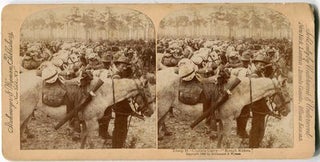 Item #17582 Stereoview Troop “H” Captain Curry “Rough Riders”. Theodore Roosevelt