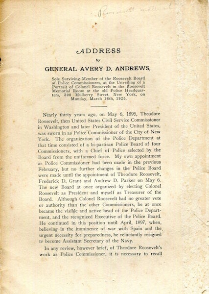 Item #17649 An Address. General Avery D. Andrews.