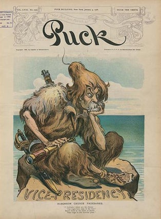 Item #17936 Puck Magazine Cover “Robinson Crusoe Fairbanks“. January 3, 1906. Puck Magazine