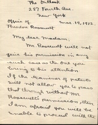 Item #17976 Autographed Letter, Signed. Theodore Roosevelt, in the person of Frank Harper