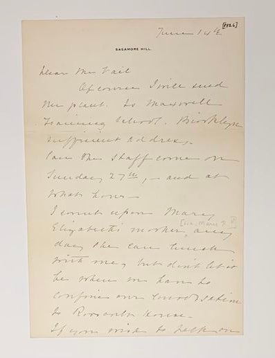 Item #19500 Autograph letter, signed, Edith Kermit Roosevelt.